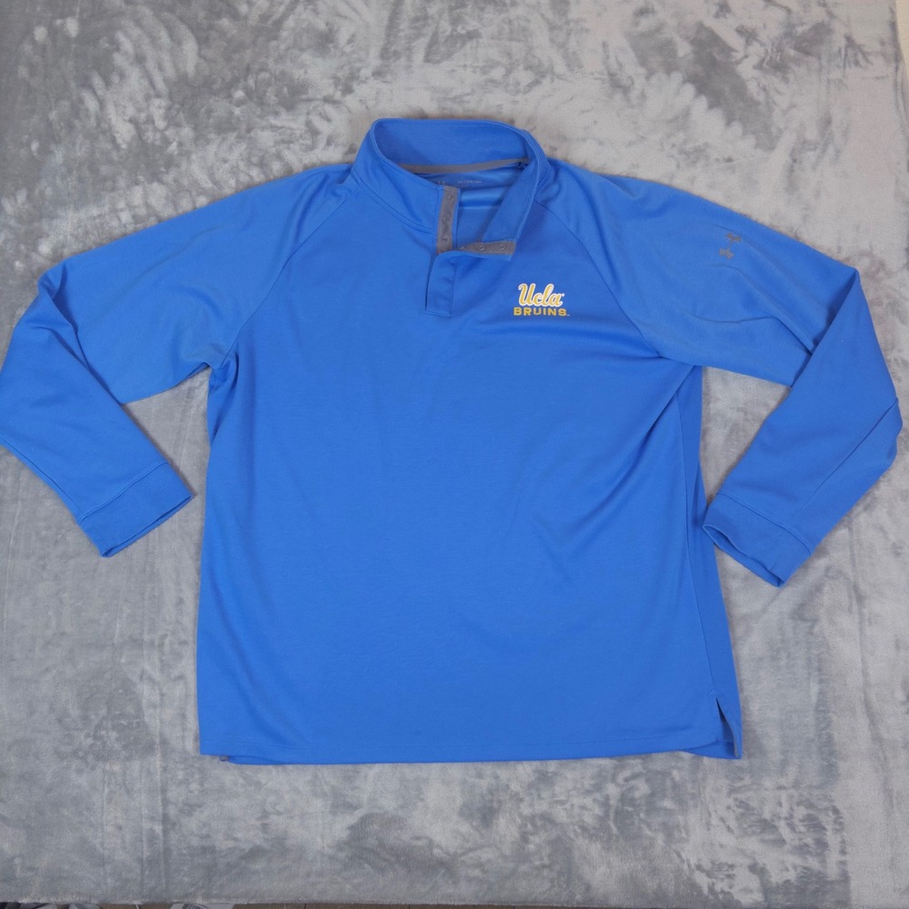 Under Armour UCLA Bruins Pullover Mens 2XL Blue Snap Neck Long Sleeve NCAA Logo